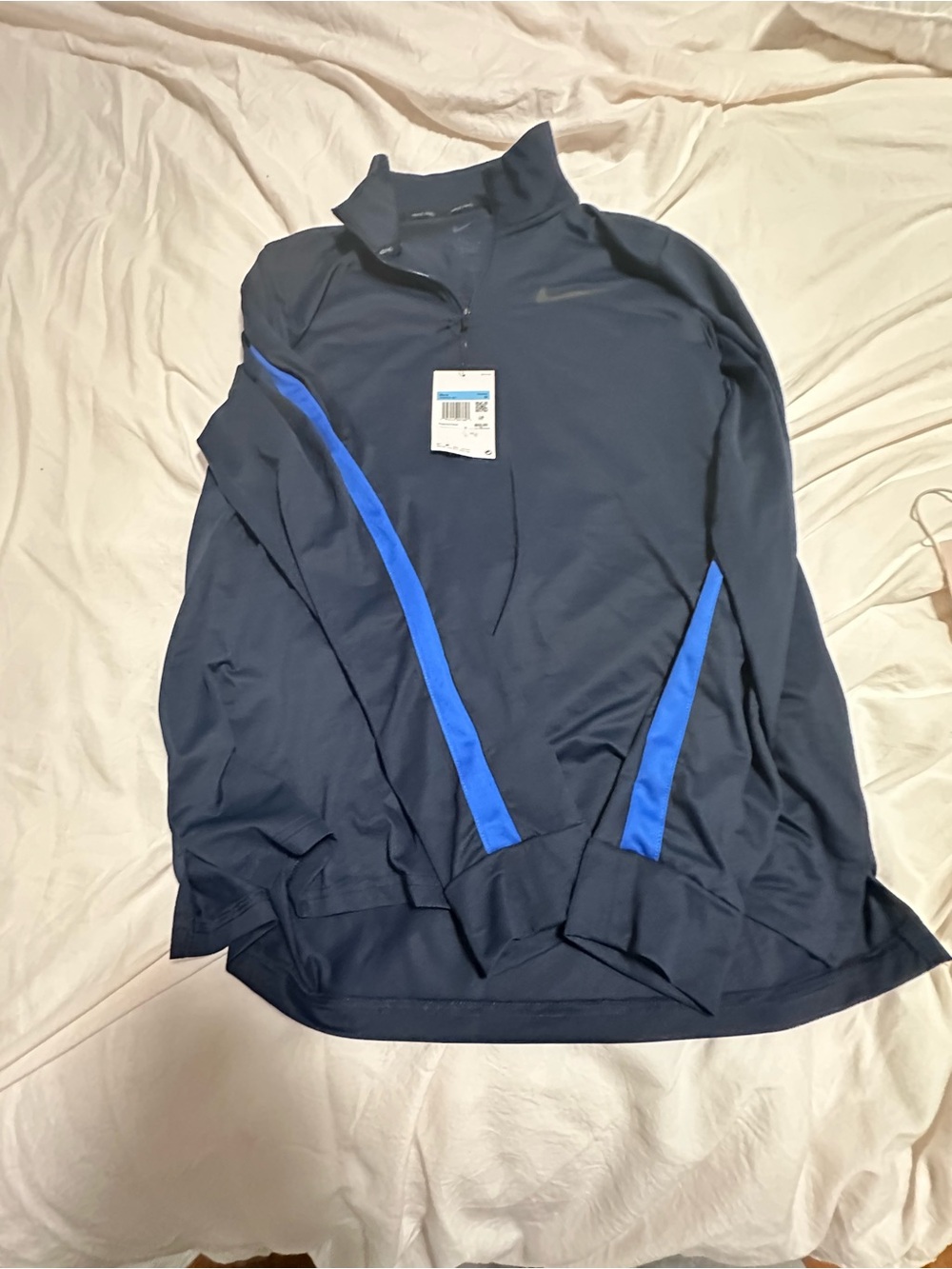 Nike Men's Navy Performance Quarter-Zip Jacket with Blue Trim